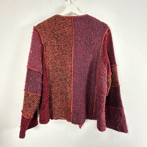 Staley Gretzinger Women Patchwork Cardigan Jacket Purple Textured Art to Wear XL - Picture 2 of 9